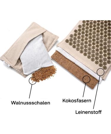 Buy Naturling Acupressure Mat Set - 70x45cm with Pillow & Bag | Eco-Friendly Linen & Coconut Fiber | International Shipping - Buy Online on GoSupps.com