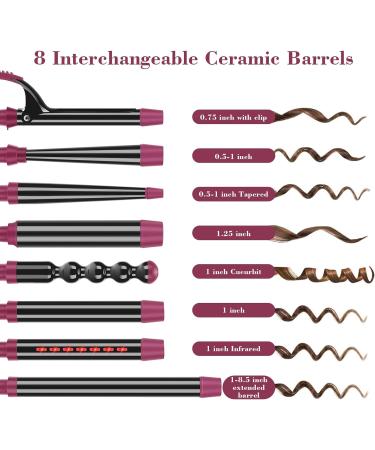 IG INGLAM 8 in-1 Curling Iron Wand Set - Interchangeable Ceramic Barrels with Infrared Technology - Perfect for All Hair Types - Buy Online on GoSupps.com