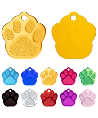 Ibera Gifts - Personalized dog brand paw for medium -sized to large dogs and cats with engraving names collar personalized pendant brand address trailer dog hall band (gold)