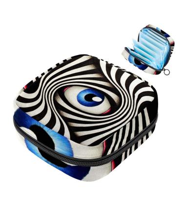Black Eye Sanitary Napkin Storage Bag Portable Zippered Sanitary Napkin Case for Teen Girls Women Ladies