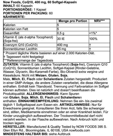 Now Foods CoQ10 400 mg - 60 Softgels | High-Quality Antioxidant Supplement for Heart Health | Buy Internationally - Buy Online on GoSupps.com