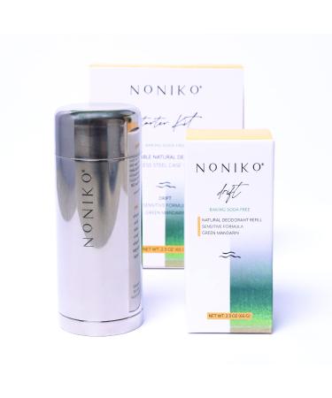 Natural Deodorant - DRIFT STARTER KIT - Stainless Steel Container - Aluminum Free Paraben Free Plastic Free - For Men & Women Green Mandarin - Sensitive Formula Drift (Green Mandarin - Sensitive Formula)
