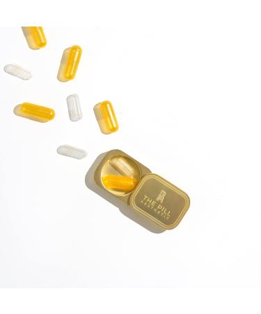 Gold Aesthetic Metal Pill Case Social Media Approved- for Home Work Nightstand Travel Diaper Bag Vitamins Medications Bloat Pills Probiotics Melatonin Small Daily Pill Case Unisex