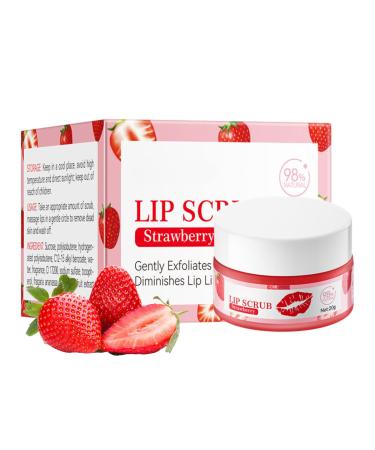 Strawberry Lip Scrub Exfoliator Lip Scrub Moisturizing Lip Care to Remove Dead Skin Lip Lightening For Dark Lips Lip Exfoliator Scrub Sugar Scrub for Chapped & Cracked Lips for Lip Repair