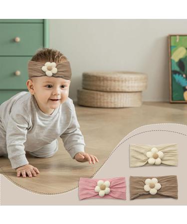 Lilbitty 3-Piece Baby Flower Forehead Straps | Soft Nylon Headbands & Hair Accessories for Newborns Toddlers & Girls | International Shipping - Buy Online on GoSupps.com