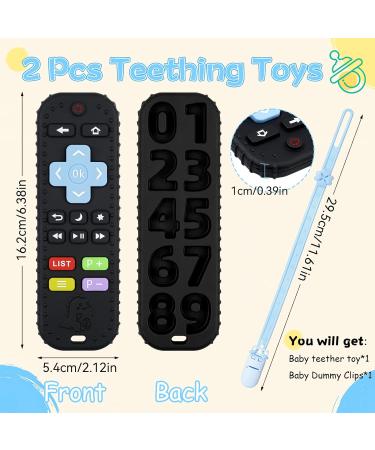 Silicone Remote Teething Toy with Pacifier Clip for Babies 3-12 Months - Sensory Chew Toy for Infant Toddlers - Black - Buy Online on GoSupps.com