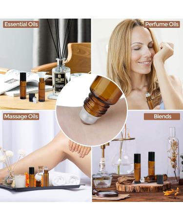 ComSaf 10ml Essential Oils Roller Bottles - 12 Set Anti-UV Glass Roll-On Bottles for Doterra & Bergamot Essential Oils | Perfect for Massage & Aromatherapy - Buy Online on GoSupps.com
