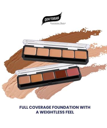 Graftobian HD Glamour Cr me Foundation Palette - Highlight & Contour Light | 5 Color Cream Makeup Palette for Full Coverage and Definition - Light Skin Tones - Buy Online on GoSupps.com