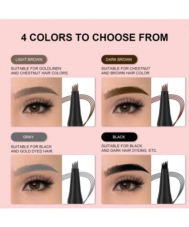 Magic Eyebrow Pencil with 4 Fork Tip Waterproof Microblading Brow Pencil Eye Brow Pen For Girls Women Creates Natural Makeup Keep it All Day 3d Brow Pencil for Defined Brows Effortlessly (Black) - Buy Online on GoSupps.com