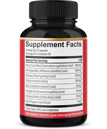 Horny Goat Weed Capsules 14000mg Herbal Equivalent with Maca, Tribulus, Ginseng - Performance & Energy Support - Buy Online on GoSupps.com