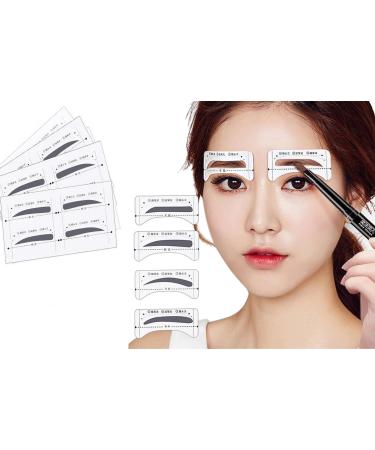 32Pairs 4 Differnet Styles Eyebrow Drawing Thrush Card Eyebrow Shaper Shaping Stencils Grooming Kit Makeup Supply Template Acccessories DIY Beauty Tools Eyebrows Sticker for Womean Lady Girls