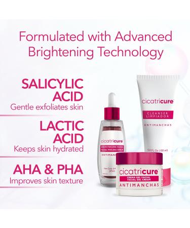 Cicatricure Antimanchas Skin Care Kit - AHA & PHA Exfoliating Wash Brightening Serum Moisturizing Gel for Dark Spot Reduction & Enhanced Glow - Paraben & Sulfate-Free - Buy Online on GoSupps.com