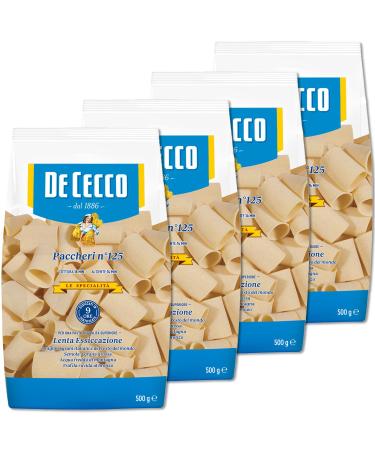 De Cecco Lot de 4 p tes de Cecco Le specialita' 100% italien Paccheri N 125 500 g + Polpa Italian Gourmet Polpa 400 g
