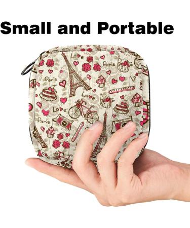 Retro Paris Eiffel Tower Menstrual Bag - Portable Sanitary Napkin & Cup Storage for Teens & Women - Buy Online on GoSupps.com
