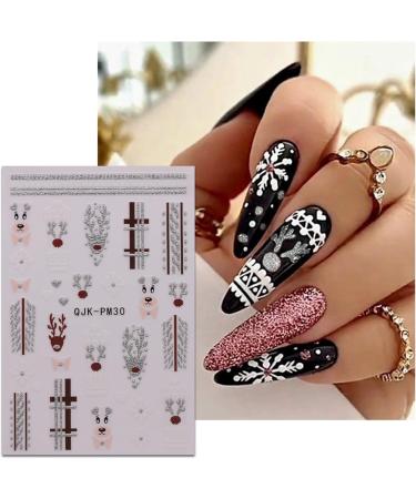 JMEOWIO 10 Sheets Glitter Christmas Nail Art Stickers Decals Self-Adhesive Snowflake Winter Holiday Cute Deer Nail Supplies Nail Art Design Decoration Accessories - Buy Online on GoSupps.com