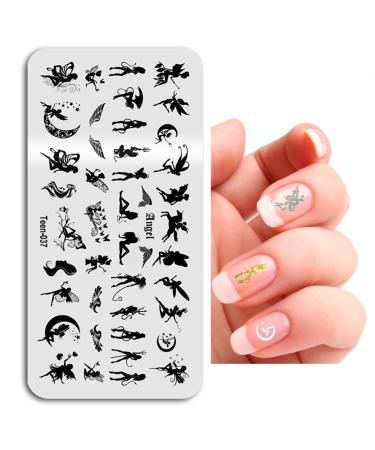 NICENEEDED 6 * 12cm Angel Nail Stamping Plates Finger Angel Different Designs Nail Printing Template Stainless Steel Nail Art Stamp Stencils Tools for DIY Making Style 2