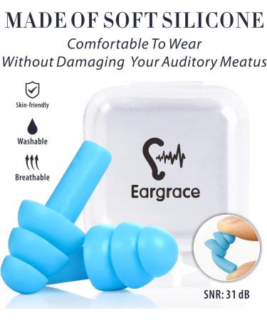 Buy Reusable Silicone Earplugs - 3 Pairs SNR 31 Waterproof Hypoallergenic - Comfortable Noise Reduction Plugs for Sleeping & Travel - Buy Online on GoSupps.com