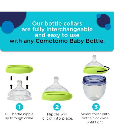 Comotomo Baby Bottle Collar Rings - 3 Pack (Green) | Compatible with 5oz and 8oz Bottles - Buy Online on GoSupps.com