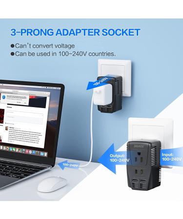 220V to 110V Power Adapter 10A with 2 USB Ports and Multi-Plug Options - Buy Online on GoSupps.com