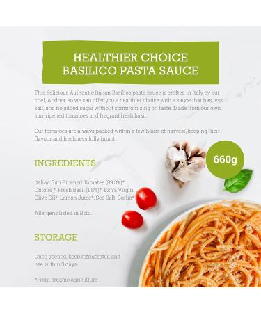 Mr Organic Basilico 660g Jar - Non GMO, Preservative Free, Gluten Free & Vegan - Made with Italian Tomatoes, Herbs & Spices - 1 Count - Buy Online on GoSupps.com