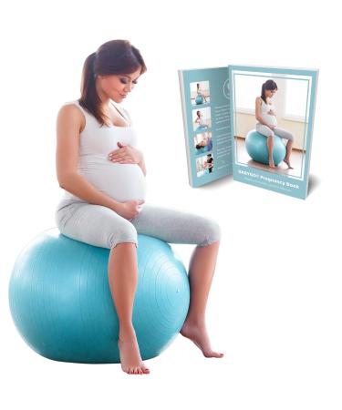 BABYGO Birthing Ball - Pregnancy Yoga Labor & Exercise Ball & Book Set  Trimester Targeting, Maternity Physio, Birth & Recovery Plan Included  Anti Burst Eco Friendly Material + Pump  65cm 75cm 65cm - 4'8" - 5'10" Turqu