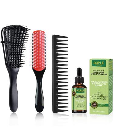 Detangling Brush for Curly Hair Curly Hair Brush for Women/Men/Kids Detangler Brush Set for Natural 3/4abc Hair with Wide Tooth Comb Detangling Styling Brush 9 Row Nylon Bristle