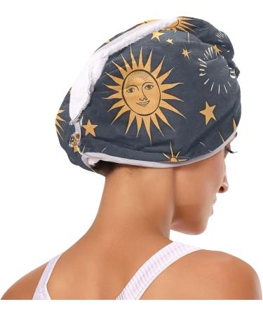 Sun Moon and Stars Hair Towel 2 Pack | Super Absorbent Quick Dry Hair Turbans for Women & Girls - Buy Online on GoSupps.com