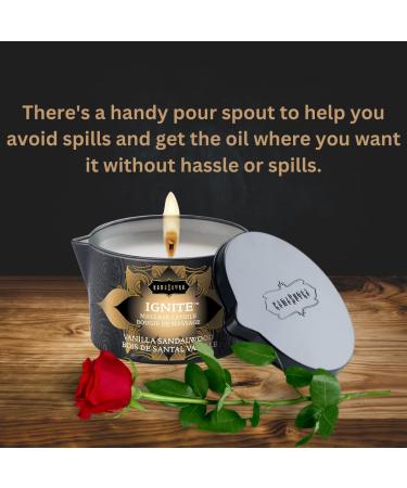 KAMA SUTRA Ignite Massage Candle - 6 oz Coconut Oil & Soy Blend - Vanilla Sandalwood Aromatherapy for Sensual Massage - Buy Online on GoSupps.com