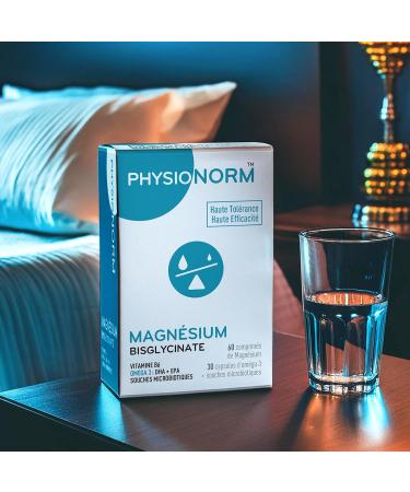 Physionorm Magnesium Bisglycinate - Anti-Fatigue Food Supplement - Omega 3 & Probiotic - Activates Melatonin & Regulates Sleep - 30 Capsules - Made in France - Buy Online on GoSupps.com