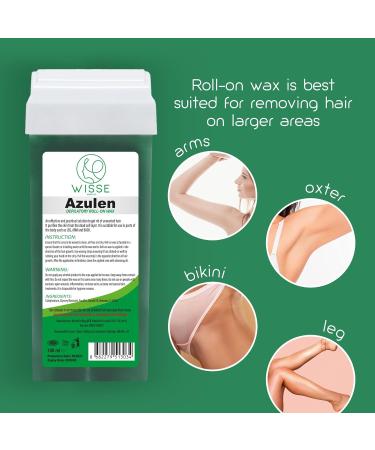 Wisse Hair Removal Roll-On Wax Cartridge Set - 6 Refills x 100ml (Azulen) - Legs and Arms Depilatory Wax - Roller for Smooth Skin - Buy Online on GoSupps.com