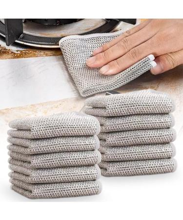 Multipurpose Wire Dishwashing Rags 2024 New Scrubbing Wire Dishwashing Rags Non-Scratch Wire Dishcloth Premium Metal Wire Dishwashing Cloth Scrubs Cleans for Dishes Sinks (15)