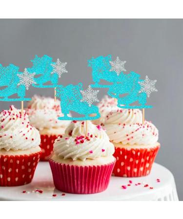 Keaziu 24 Pack Ice Skating Snowflake Cupcake Topper Ice Sports Theme Cupcake Decoration Skating Children Boy Girl Happy Birthday Party Decorations Supplies Blue 4 - Buy Online on GoSupps.com