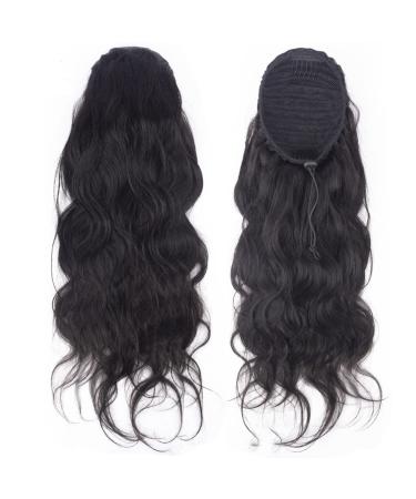 Aiokrtse Wrap Around Ponytail Extension Human Hair Body Wave Drawstring Ponytail Hair Pieces for Women Natural Color 8 inches