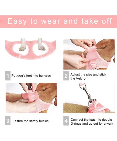 Reflective TwoEar Dog Vest Harness for Small Dogs XXXS - Pink | No-Pull, Breathable Mesh, Easy Control | Ideal for Outdoor Walking and Training - Buy Online on GoSupps.com
