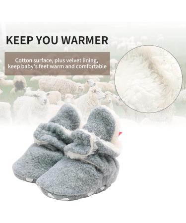 TMEOG Baby Booties Slippers | Infant Boots for Boys Girls | Winter Sock Crib Shoes | 6-12 Months | Light Grey Furry - Buy Online on GoSupps.com
