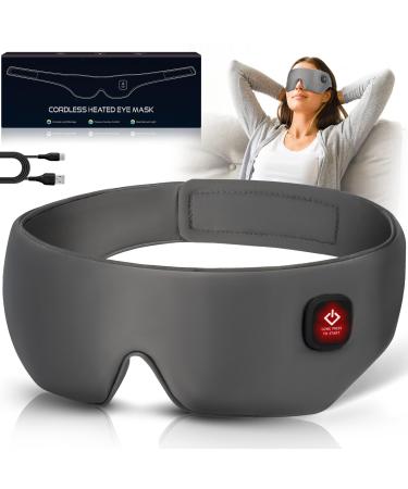 Silk Cordless Heated Eye Mask Washable Sleep Mask Warm Eye Compress Mask Soft Pressure Free Shade Blindfold Electric Eye Heating Pad for Blepharitis Sinus Stye Gifts for Men Women