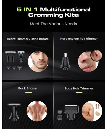 FERRISA Back Shaver for Men - 5-in-1 Electric Long Handle Body Hair Trimmer for Wet/Dry Shaving - Travel Lock & Detachable Design - Buy Online on GoSupps.com