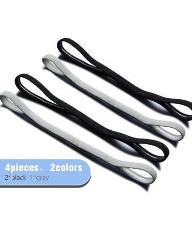 Sumind Non-Slip Sport Headbands Set - 4 Pack in Black & Gray - Buy Online on GoSupps.com