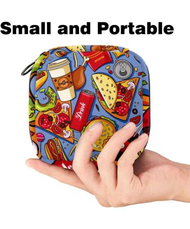 American Fat Food Pattern Menstrual Cup & Nursing Pad Holder - Multi-colored Sanitary Pads Bag for Teen Girls & Women | First Period Kit - Buy Online on GoSupps.com
