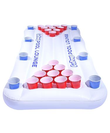 GoPong Pool Lounge Beer Pong Inflatable with Social Floating, White