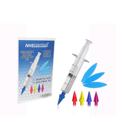 Ear Wax Removal Syringe 20ML Capacity with 4 Soft Silicone Quad Tips & 3 x Post Treatment Water Removal Wicks