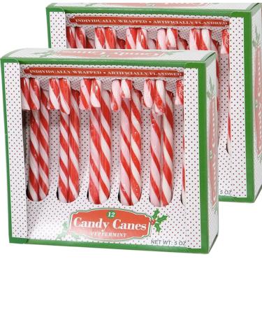 Candy Canes Peppermint ( Red & White) Gift Set | 12 Pieces Per Box - 2 Pack | Individually Wrapped | Includes To & From Gift Tags (Red), 12 Count (Pack of 2)