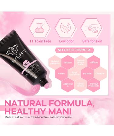 Modelones Poly Nail Gel Kit with 48W LED Nail Lamp - 6 Nude Pink Colors, Slip Solution, Rhinestones, Glitters - Manicure Starter Kit for Women - Buy Online on GoSupps.com