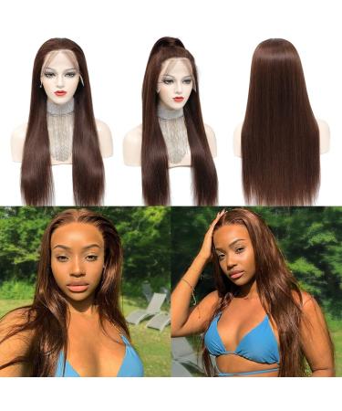 Hermosa 13x4 Brown Lace Front Wig - 22 Human Hair, Pre-Plucked, 180 Density, Baby Hair, #4 Color - Buy Online on GoSupps.com