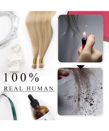 Moresoo I-Tip Keratin Bonding Extensions - 60 cm Caramel Blonde & Platinum Blonde Real Hair - 0.8g/s 50 Strands Pack #P14/613 - Buy Online on GoSupps.com