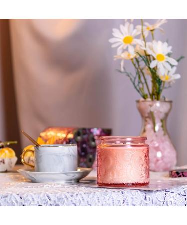 10 oz Pink Embossed Glass Candle Container with Tin Lid and Labels - Buy Online on GoSupps.com