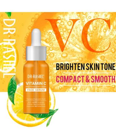 DR RASHEL Vitamin C Face Serum Brightening & Anti-aging Facial Serum Vitamin C Serum for Face with Hyaluronic Acid Organic Vitamin C Serum for Face Dark Spots Even Skin Tone Lines & Wrinkles (1) - Buy Online on GoSupps.com