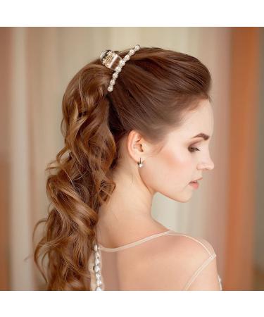 6-Piece Champagne Pearl Hair Claw Clips Set - Retro Non-Slip Barrettes for Women and Girls - Buy Online on GoSupps.com