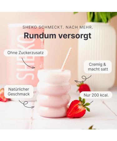 Sheko Strawberry Meal Set - 25 Gluten-Free Protein Shakes - Natural Weight Loss Diet (450g) - Buy Online on GoSupps.com