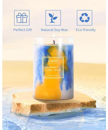 Lavender Candle - Hand-Poured Soy Wax | Aromatherapy Beach Ocean Scent | 90-Hour Burn Time | Perfect Candle Gifts for Women | 15oz Lavender & Lilac Musk - Buy Online on GoSupps.com